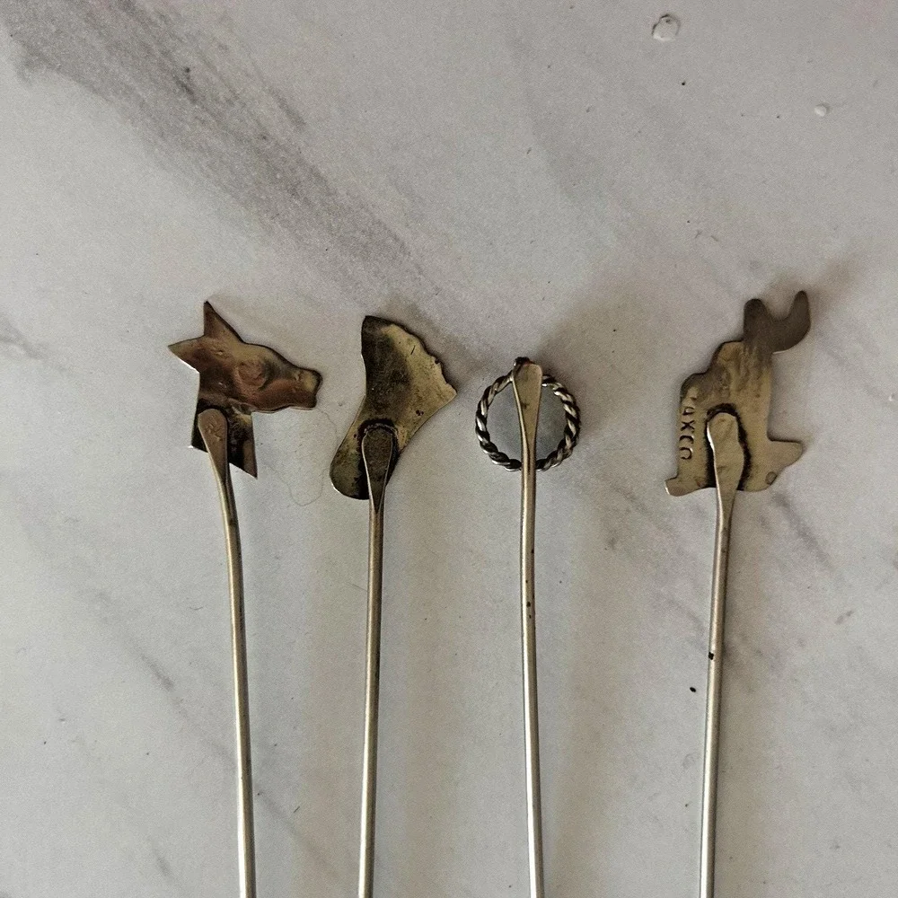 Vintage TAXCO Silver Olive Picks Forks Set of 8 Bar Ware Appetizers Mexico HHH